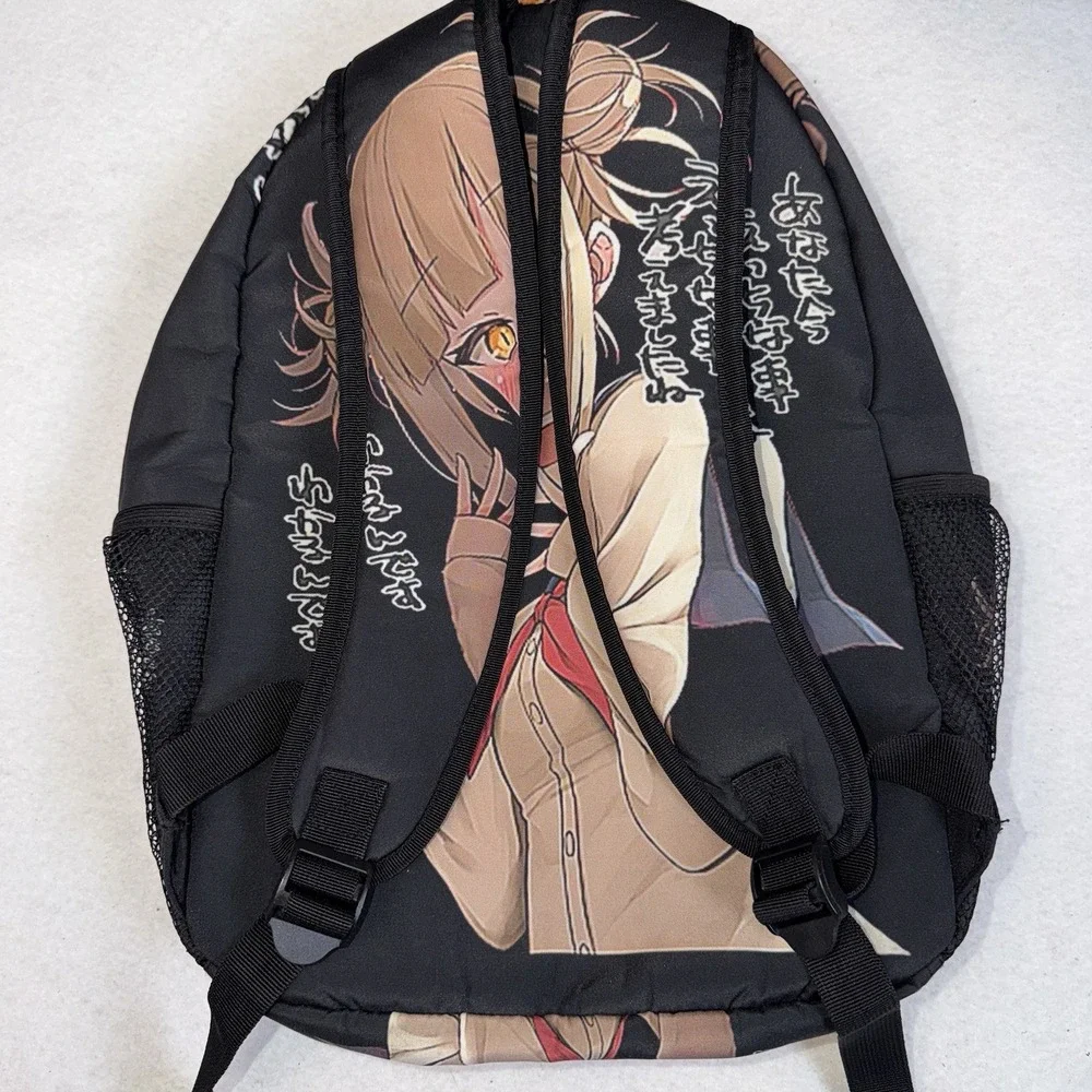 Anime Girl Backpack Black Mini School Bag Himiko Toga Style Japanese Manga Print
